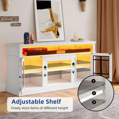 Moasis TV Stand for TVs up to 75 LED Entertainment Center Media Console with Glass Doors