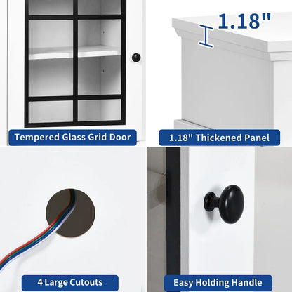 Moasis TV Stand for TVs up to 75 LED Entertainment Center Media Console with Glass Doors