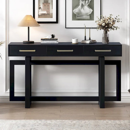 Elegant Console Table with Three Drawers, Extra Long Entryway Table for Entryway, Hallway, Living Room, Foyer