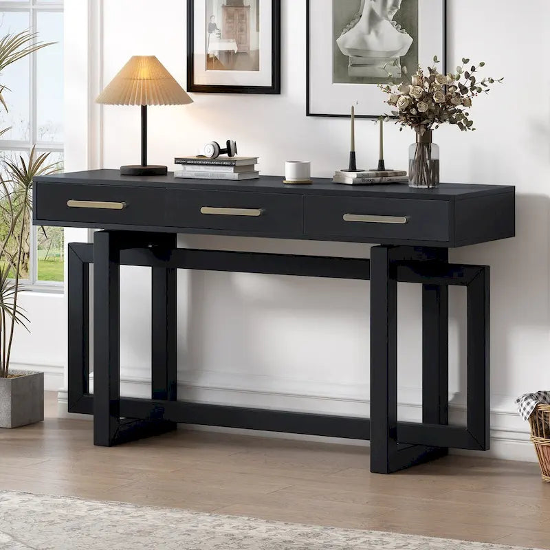 Elegant Console Table with Three Drawers, Extra Long Entryway Table for Entryway, Hallway, Living Room, Foyer