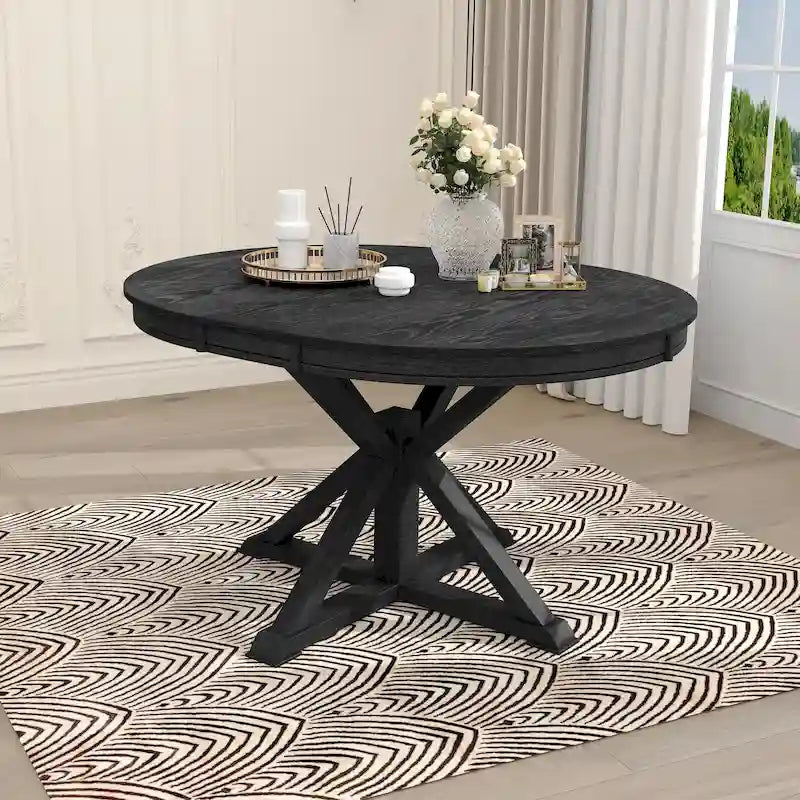 Retro Functional Extendable Dining Table with a 12 Leaf