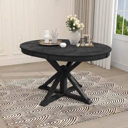 Retro Functional Extendable Dining Table with a 12 Leaf