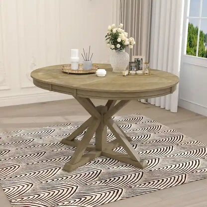 Retro Functional Extendable Dining Table with a 12 Leaf