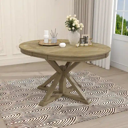 Retro Functional Extendable Dining Table with a 12 Leaf