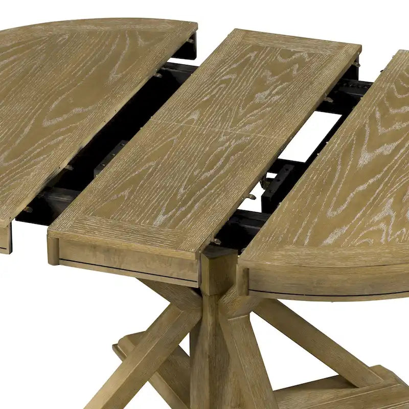 Retro Functional Extendable Dining Table with a 12 Leaf