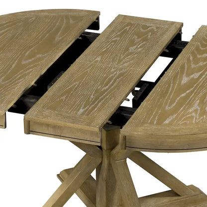 Retro Functional Extendable Dining Table with a 12 Leaf