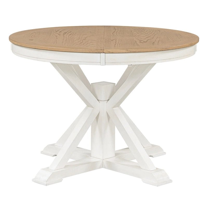 Retro Functional Extendable Dining Table with a 12 Leaf