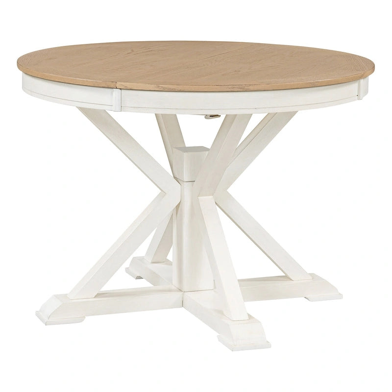 Retro Functional Extendable Dining Table with a 12 Leaf