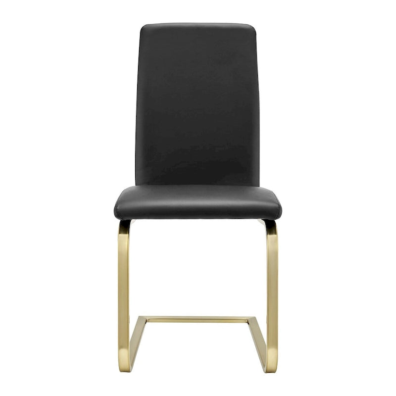 Cinzia Dining Chair in Black with Matte Brushed Gold Legs - Set of 2