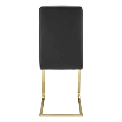 Cinzia Dining Chair in Black with Matte Brushed Gold Legs - Set of 2