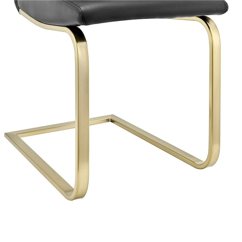 Cinzia Dining Chair in Black with Matte Brushed Gold Legs - Set of 2