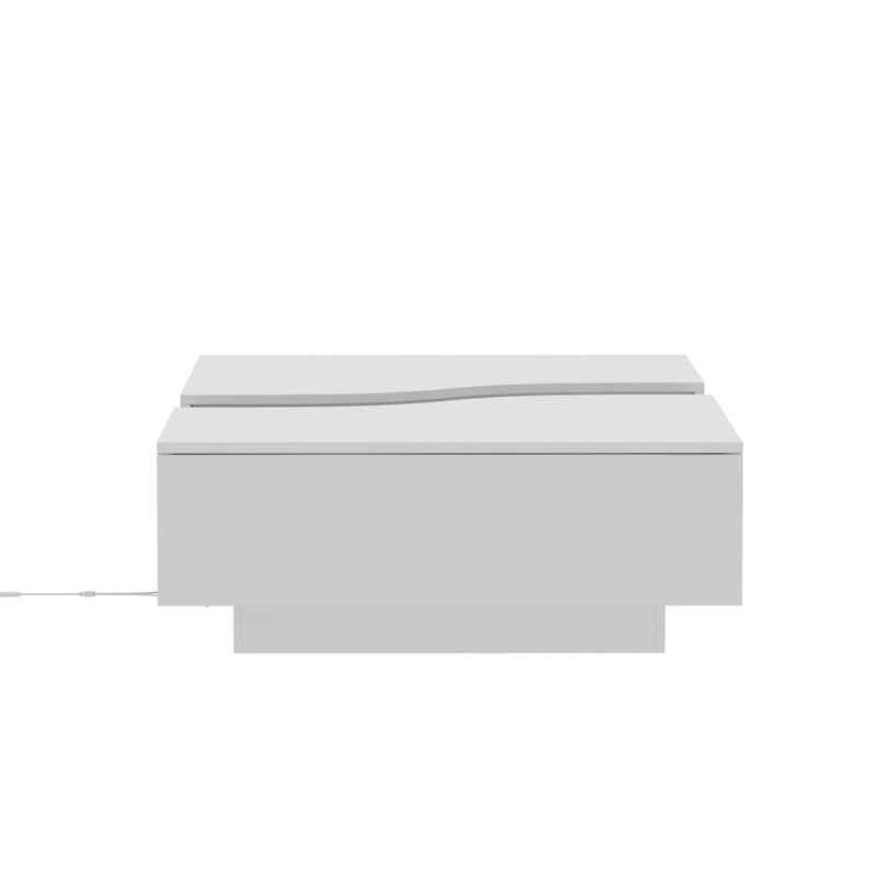 Luminous Chic: White Dual-Drawer Coffee Table with LED Display Top