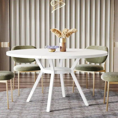 47 Inches Modern Round Dining Table for 4 - 47.2D x 47.2W x 29.9H