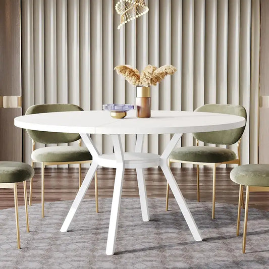 47 Inches Modern Round Dining Table for 4 - 47.2D x 47.2W x 29.9H