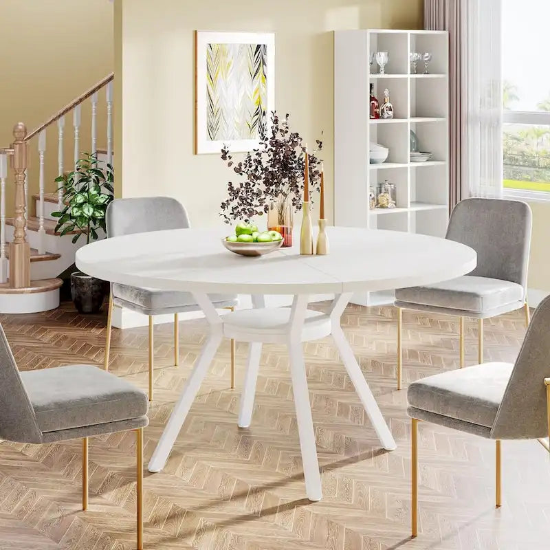 47 Inches Modern Round Dining Table for 4 - 47.2D x 47.2W x 29.9H