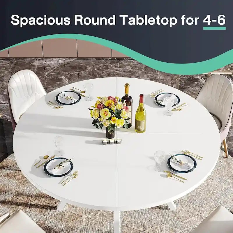 47 Inches Modern Round Dining Table for 4 - 47.2D x 47.2W x 29.9H