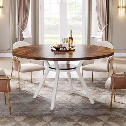 47 Inches Modern Round Dining Table for 4 - 47.2D x 47.2W x 29.9H