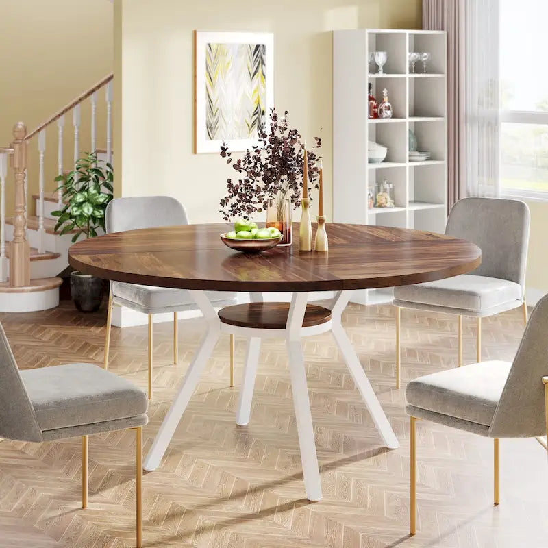 47 Inches Modern Round Dining Table for 4 - 47.2D x 47.2W x 29.9H