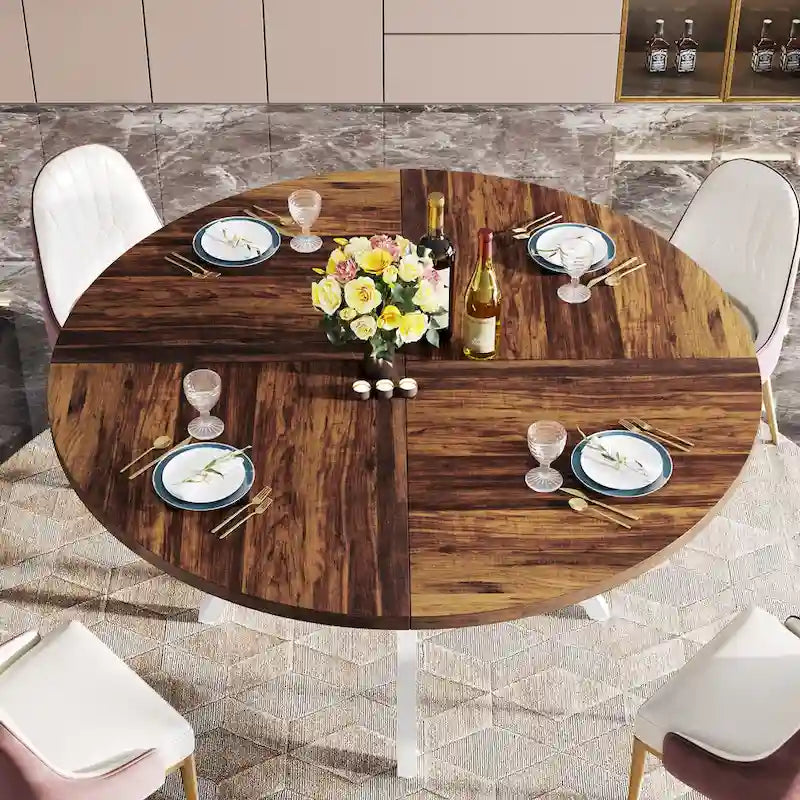 47 Inches Modern Round Dining Table for 4 - 47.2D x 47.2W x 29.9H
