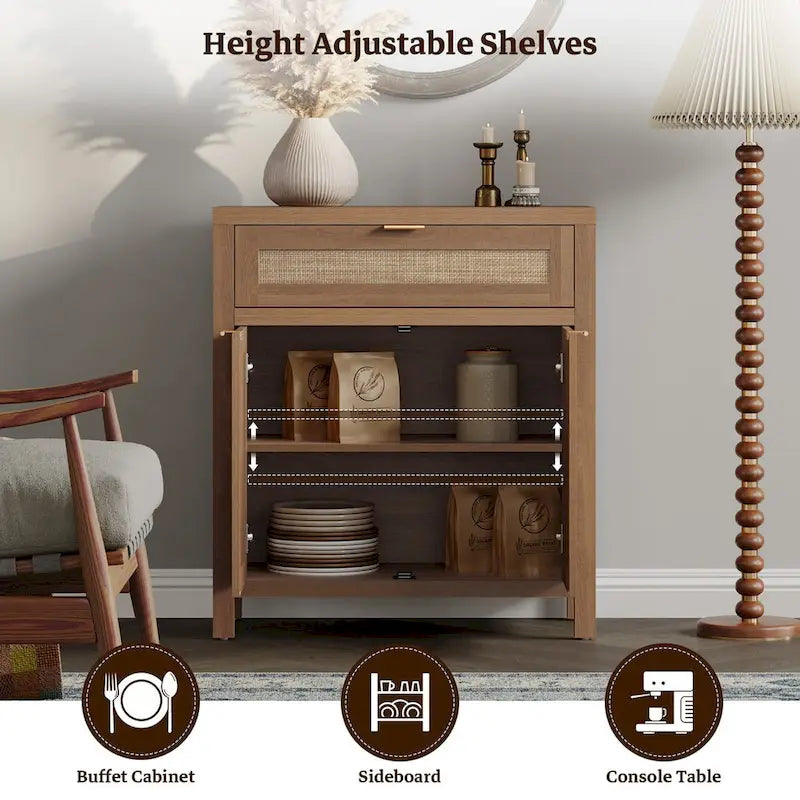 SICOTAS Farmhouse Sideboard Buffet Cabinet Set of 2 with Drawer - N/A