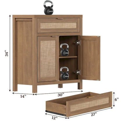 SICOTAS Farmhouse Sideboard Buffet Cabinet Set of 2 with Drawer - N/A