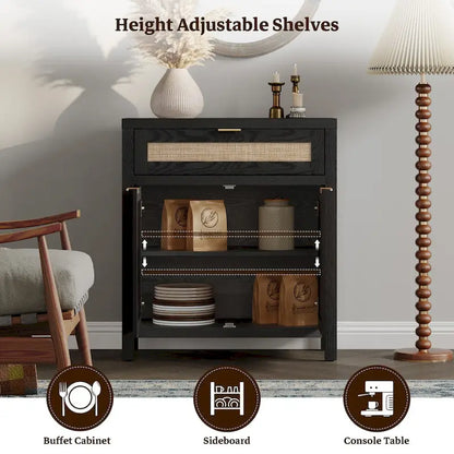 SICOTAS Farmhouse Sideboard Buffet Cabinet Set of 2 with Drawer - N/A