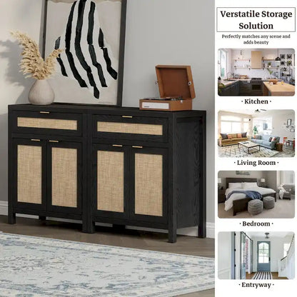 SICOTAS Farmhouse Sideboard Buffet Cabinet Set of 2 with Drawer - N/A