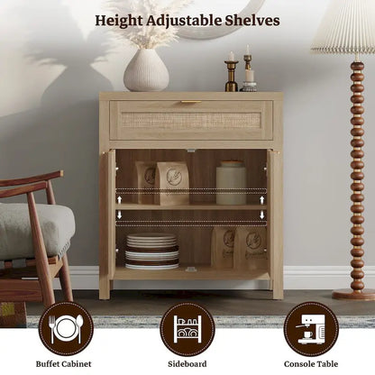 SICOTAS Farmhouse Sideboard Buffet Cabinet Set of 2 with Drawer - N/A