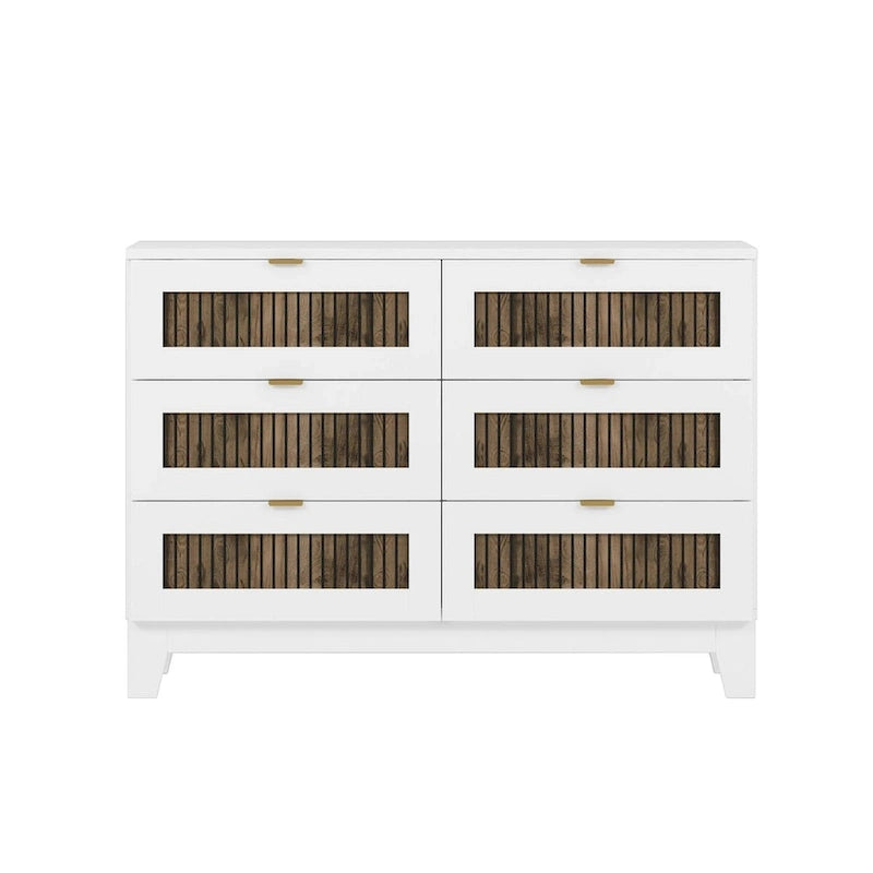 4-Piece Bedroom Set: Farmhouse Platform Bed, Nightstand, and Dresser with Metal Handles