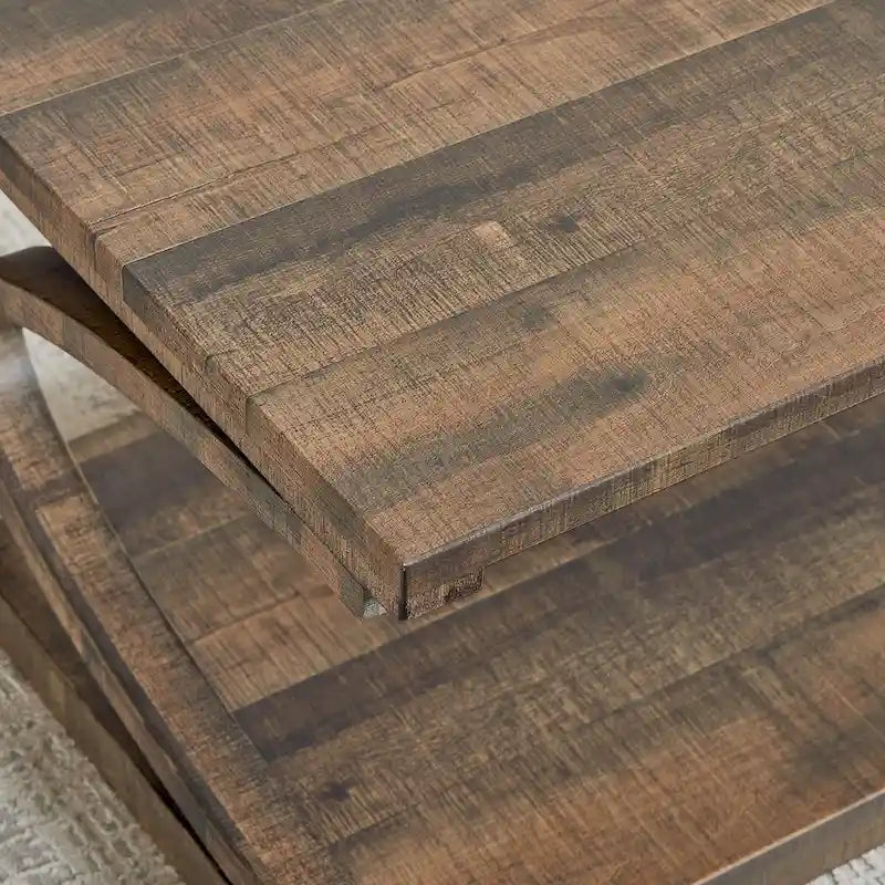 Unique Solid Wood Coffee Table with Storage Shelf