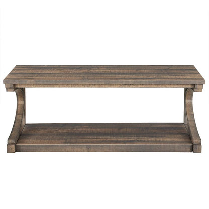 Unique Solid Wood Coffee Table with Storage Shelf