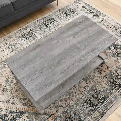 Unique Solid Wood Coffee Table with Storage Shelf