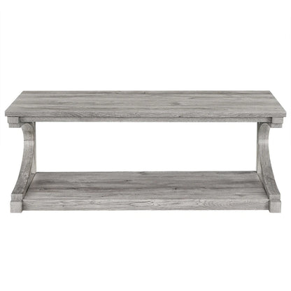 Unique Solid Wood Coffee Table with Storage Shelf