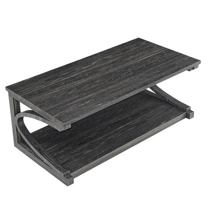Unique Solid Wood Coffee Table with Storage Shelf