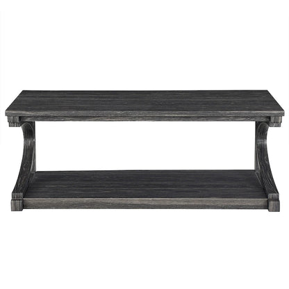 Unique Solid Wood Coffee Table with Storage Shelf