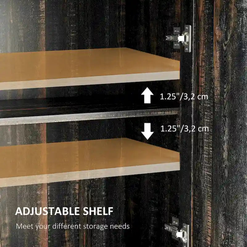 HOMCOM Farmhouse Barn Door Accent Cabinet, Kitchen Sideboard Storage Cabinet with Double Doors, Drawer, and Adjustable Shelf