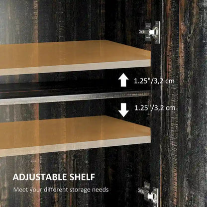 HOMCOM Farmhouse Barn Door Accent Cabinet, Kitchen Sideboard Storage Cabinet with Double Doors, Drawer, and Adjustable Shelf