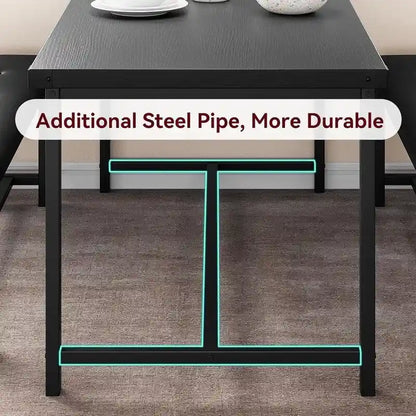 Dining Table Set for 4, Kitchen Table with 2 Upholstered Benches