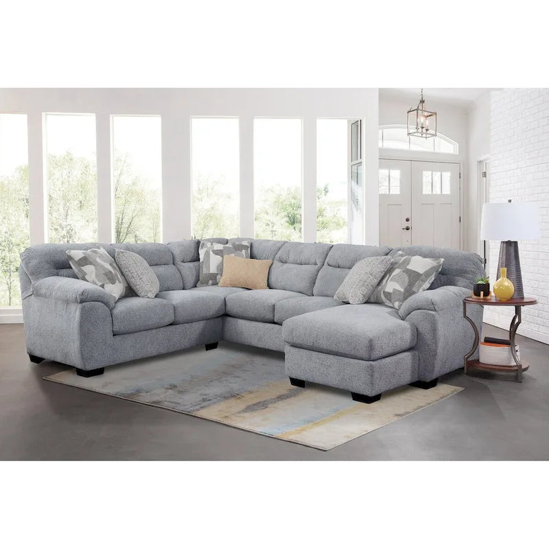American Furniture Classics Cabral Slate Model A353V11-K23 U Shaped Sectional with 6 Throw Pillows