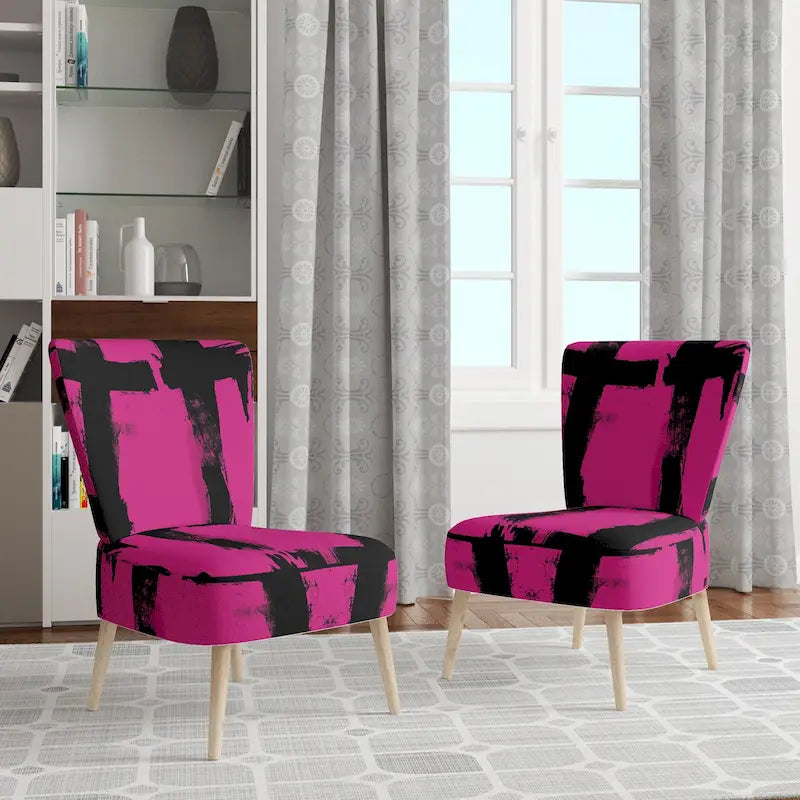 Designart Black & White Crossing Paths II Upholstered Abstract Accent Chair - Modern Arm Chair For Living Room