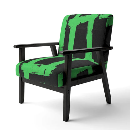 Designart Black & White Crossing Paths II Upholstered Abstract Accent Chair - Modern Arm Chair For Living Room