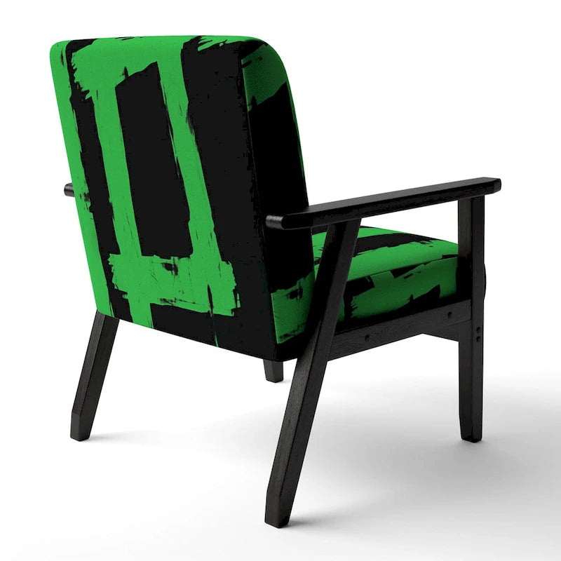 Designart Black & White Crossing Paths II Upholstered Abstract Accent Chair - Modern Arm Chair For Living Room