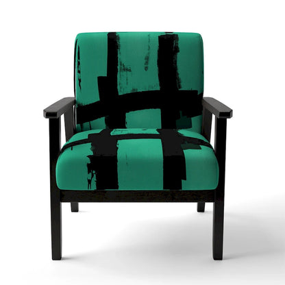 Designart Black & White Crossing Paths II Upholstered Abstract Accent Chair - Modern Arm Chair For Living Room