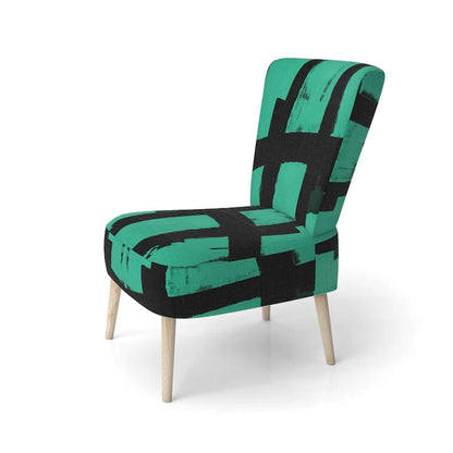 Designart Black & White Crossing Paths II Upholstered Abstract Accent Chair - Modern Arm Chair For Living Room