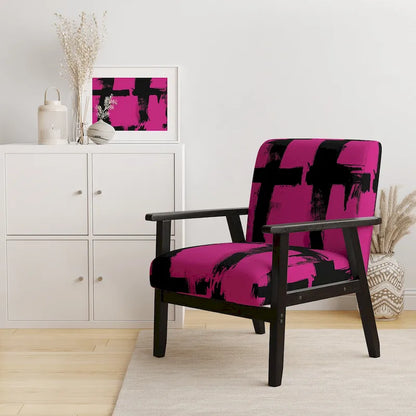 Designart Black & White Crossing Paths II Upholstered Abstract Accent Chair - Modern Arm Chair For Living Room