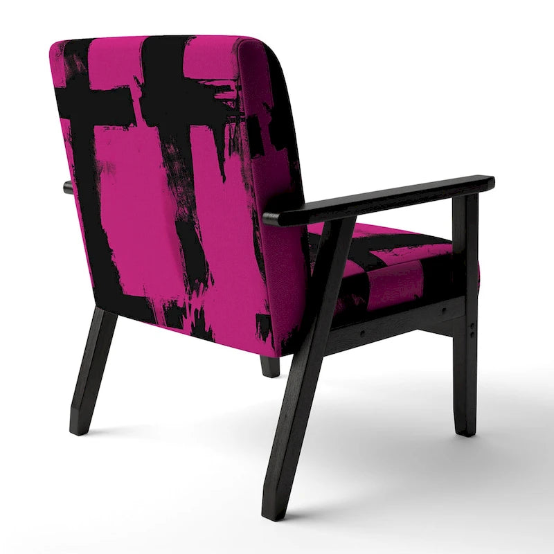 Designart Black & White Crossing Paths II Upholstered Abstract Accent Chair - Modern Arm Chair For Living Room