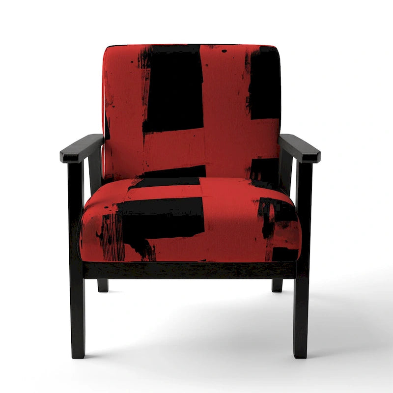 Designart Black & White Crossing Paths II Upholstered Abstract Accent Chair - Modern Arm Chair For Living Room