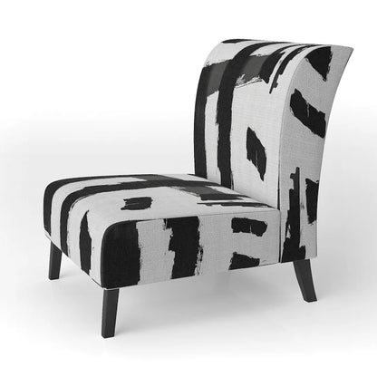 Designart Black & White Crossing Paths II Upholstered Abstract Accent Chair - Modern Arm Chair For Living Room