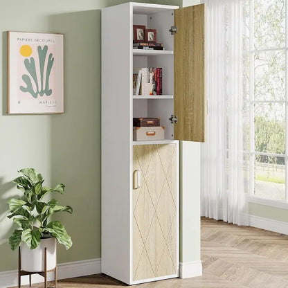 75.39-Inch Wood Storage Cabinet, Tall Floor Cabinet with 2 Doors and 6 Shelves