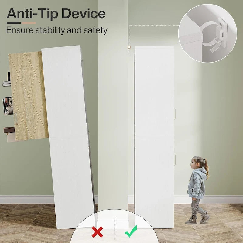 75.39-Inch Wood Storage Cabinet, Tall Floor Cabinet with 2 Doors and 6 Shelves